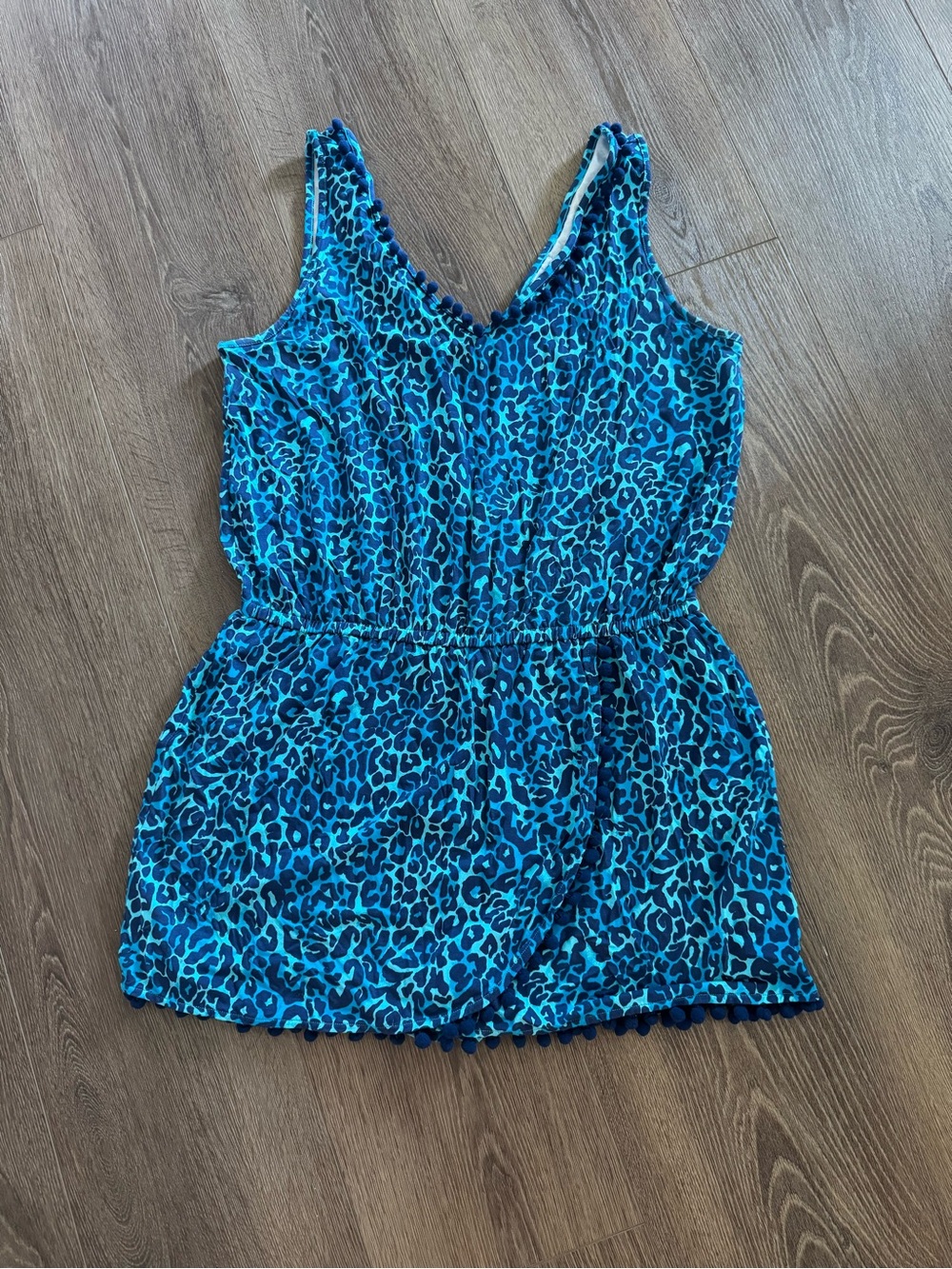 Lilly Pulitzer Blue Teal Leopard Print Romper